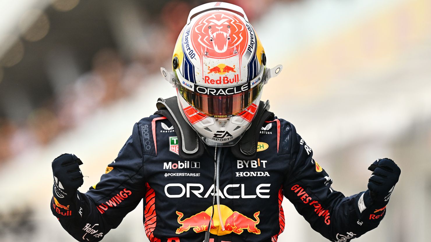 Race winner Max Verstappen of the Netherlands and Oracle Red Bull Racing celebrates in parc ferme during the F1 Grand Prix of Canada at Circuit Gilles Villeneuve on June 18, 2023 in Montreal, Quebec.