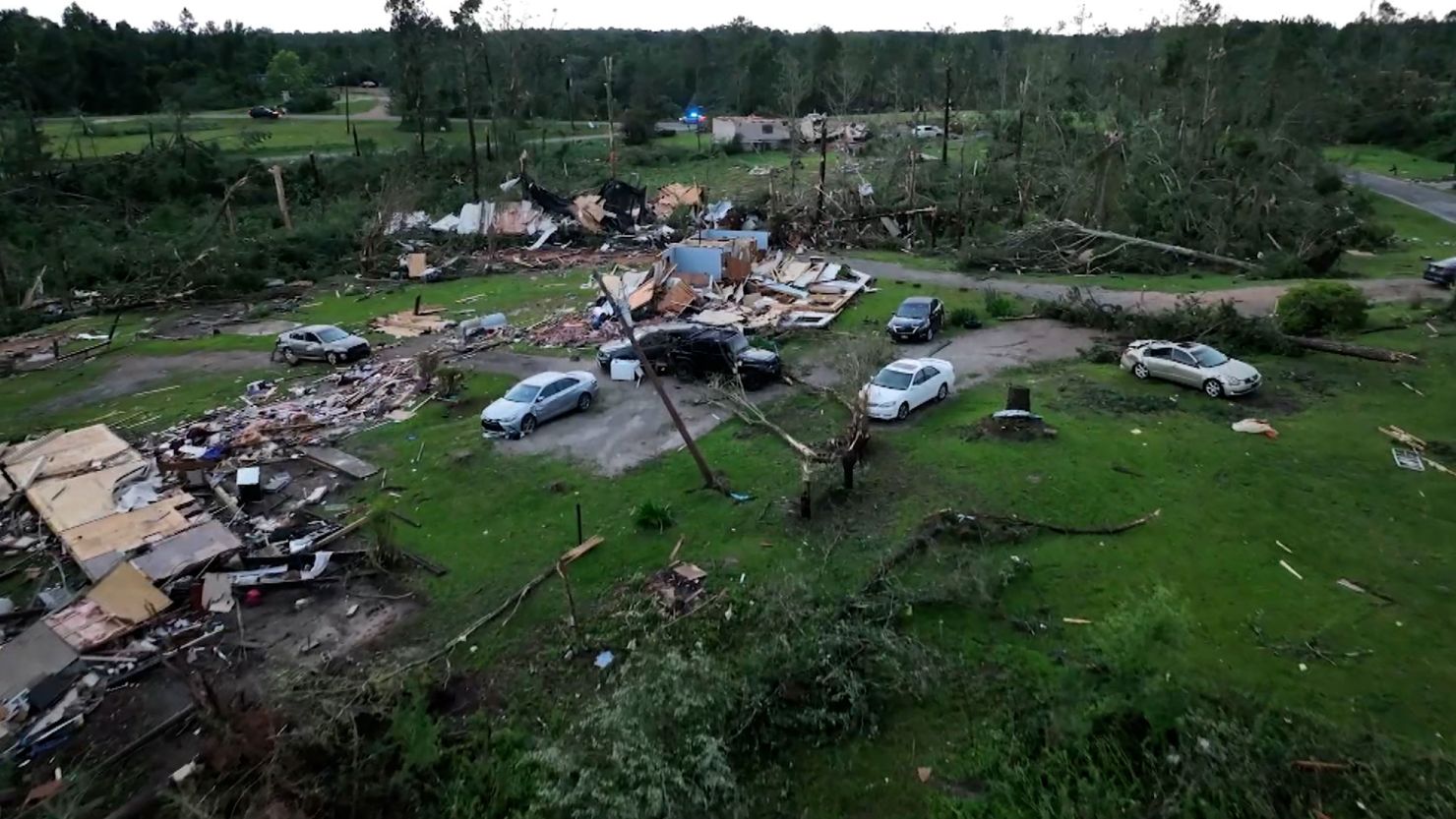 A tornado caused extensive damage in Louin, Mississippi, on June 19, 2023.