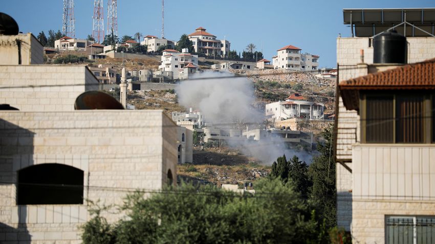 Smoke is seen rising into the air during an Israeli raid in Jenin, in the Israeli-occupied West Bank June 19, 2023.