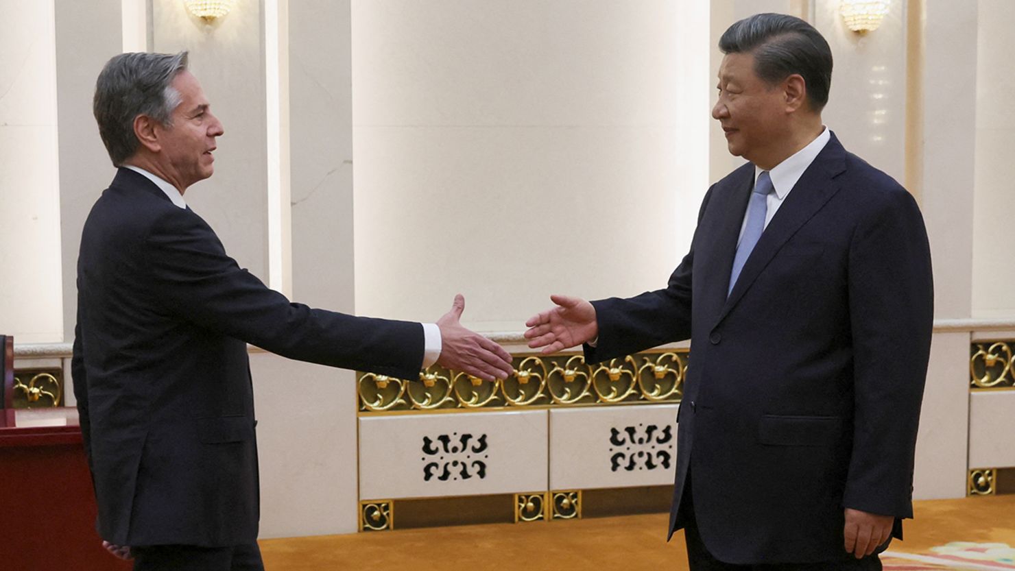 US Secretary of State Antony Blinken meets with Chinese leader Xi Jinping in the Great Hall of the People in Beijing, China, June 19, 2023.  