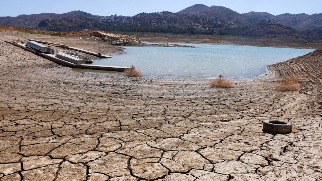 The cracked ground of La Vinuela reservoir during a severe drought in La Vinuela, near Malaga, southern Spain August 8, 2022. 
