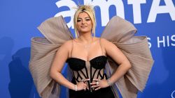 US singer Bebe Rexha arrives to attend the annual amfAR Cinema Against AIDS Cannes Gala at the Hotel du Cap-Eden-Roc in Cap d'Antibes, southern France, on the sidelines of the 76th Cannes Film Festival, on May 25, 2023. (Photo by Stefano Rellandini / AFP) (Photo by STEFANO RELLANDINI/AFP via Getty Images)