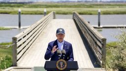 President Joe Biden speaks about his administration's actions to battle climate change and protect the environment during a visit to Lucy Evans Baylands Nature Interpretive Center and Preserve, in Palo Alto, California, on June 19, 2023.