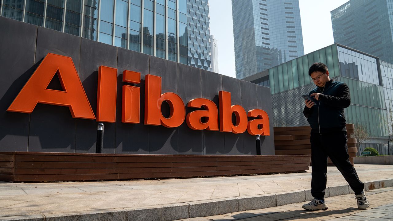Signage at the Alibaba Group Holding Ltd. offices in Beijing, China, on Wednesday, March 29, 2023. 