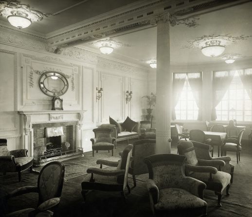 <strong>Literary elegance:</strong> The reading room on the upper promenade on the Titanic was filled with comfortable furnishings.