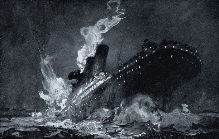 <strong>Artist's rendition:</strong> The Titanic is consumed by the deadly Atlantic Ocean, as drawn by Henry Reuterdahl with material supplied by survivors. Reuterdahl was a highly regarded maritime illustrator and journalist born in Malmö, Sweden.