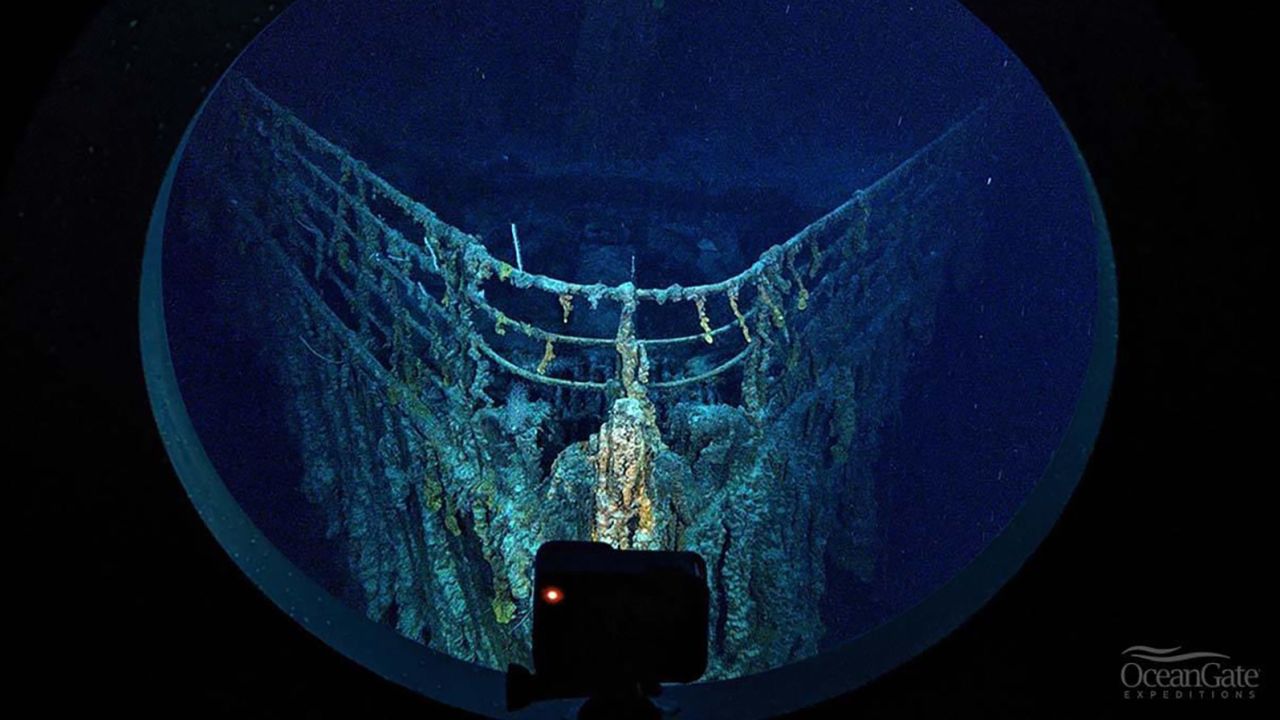 The RMS Titanic shipwreck is seen from an OceanGate Expeditions submersible in this file photo.