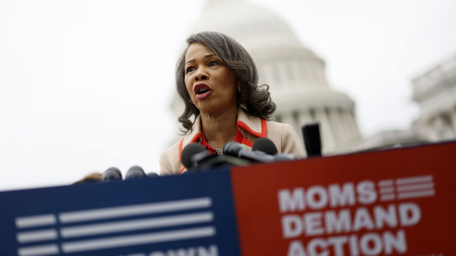 Rep. Lisa Blunt Rochester, a Democrat from Delaware, speaks during a rally calling for action on gun safety on Capitol Hill on Thursday, May 26, 2022.