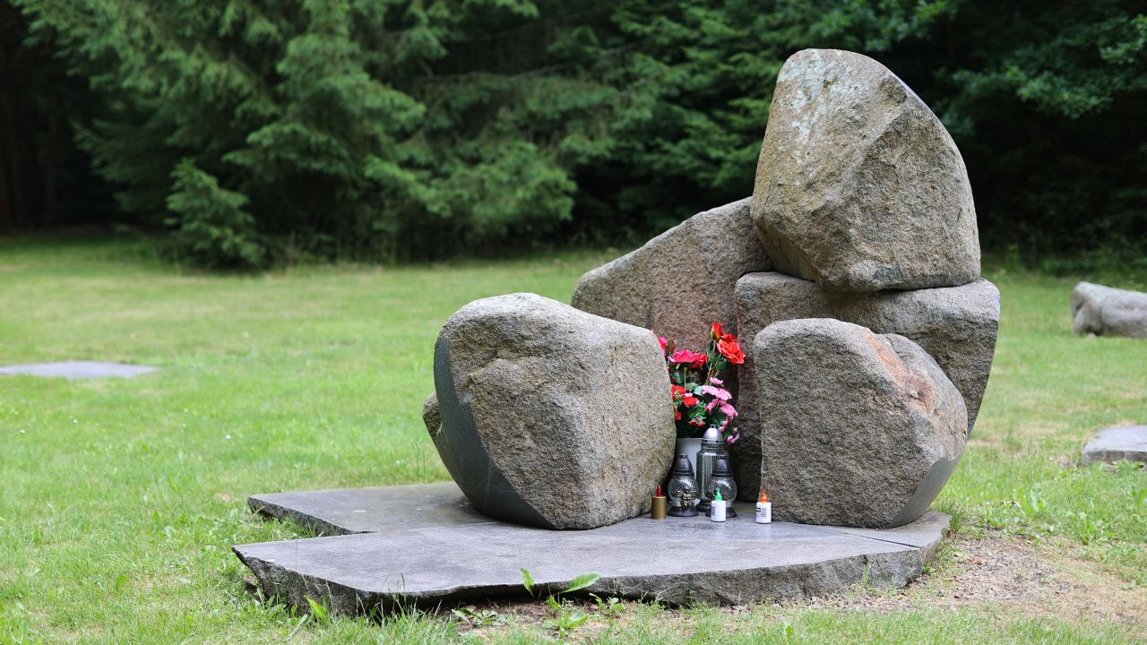 A modest memorial sculpture was unveiled near the camp's burial grounds in 1995.