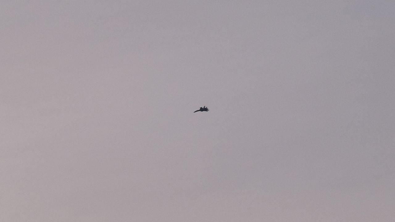 A lone Ukrainian Mig-29 returns to base after a combat mission in southern Ukraine.