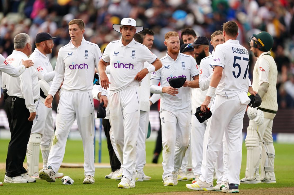 England look dejected after day five of the first Ashes test match at Edgbaston, Birmingham. Picture date: Tuesday June 20, 2023. (Photo by Mike Egerton/PA Images via Getty Images)