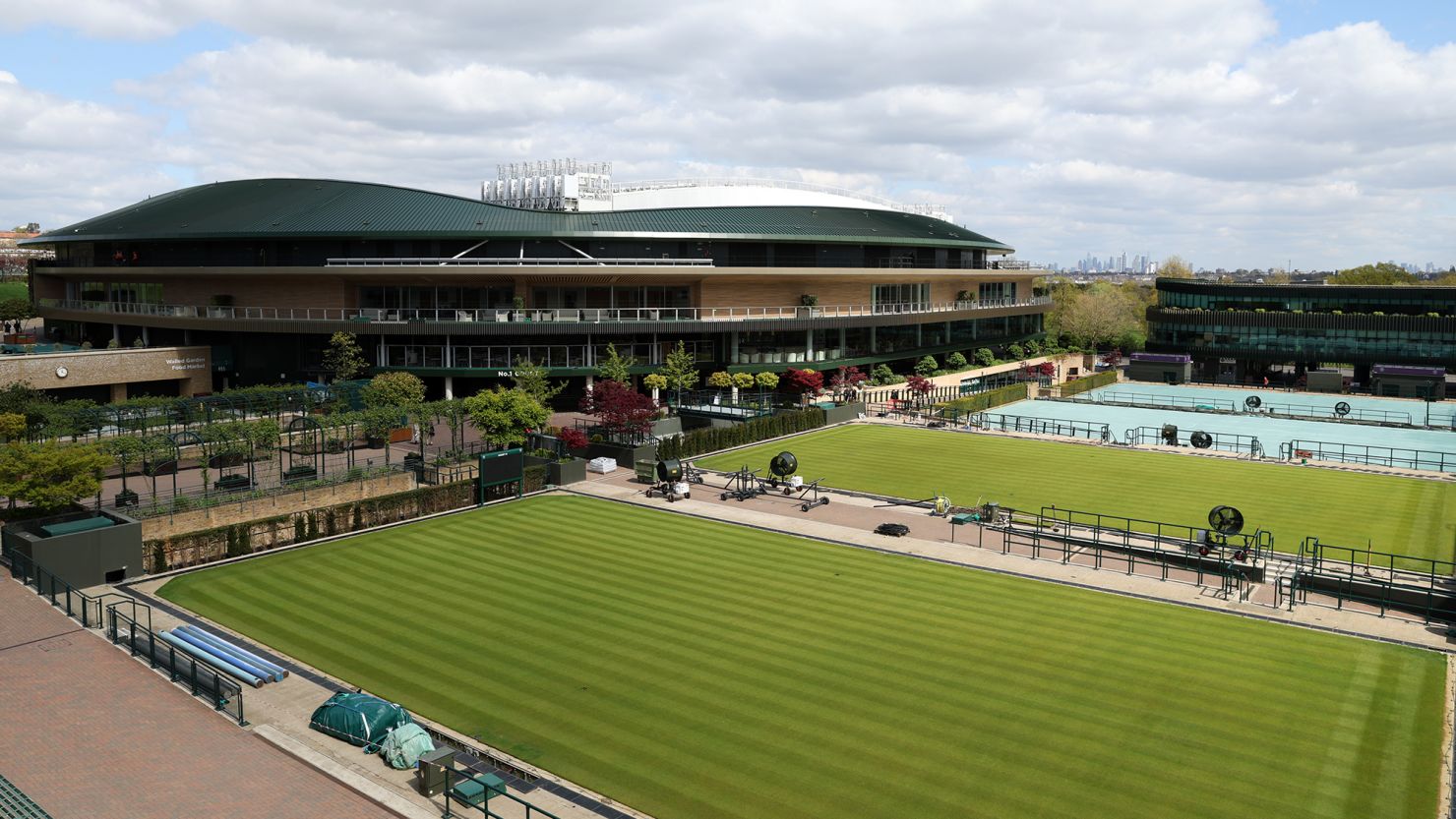 LONDON, ENGLAND - APRIL 25: WIMBLEDON, ENGLAND - APRIL 26: A general view outside Court One at All England Lawn Tennis and Croquet Club on April 25, 2023 in London, England. (Photo by Clive Brunskill/Getty Images)