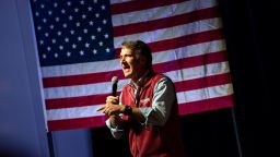 Virginia Governor Glenn Youngkin speaks during a rally for Yesli Vega, Republican candidate for northern Virginias 7th Congressional District, at Locust Shade Park on November 7, 2022 in Triangle, Virginia. 