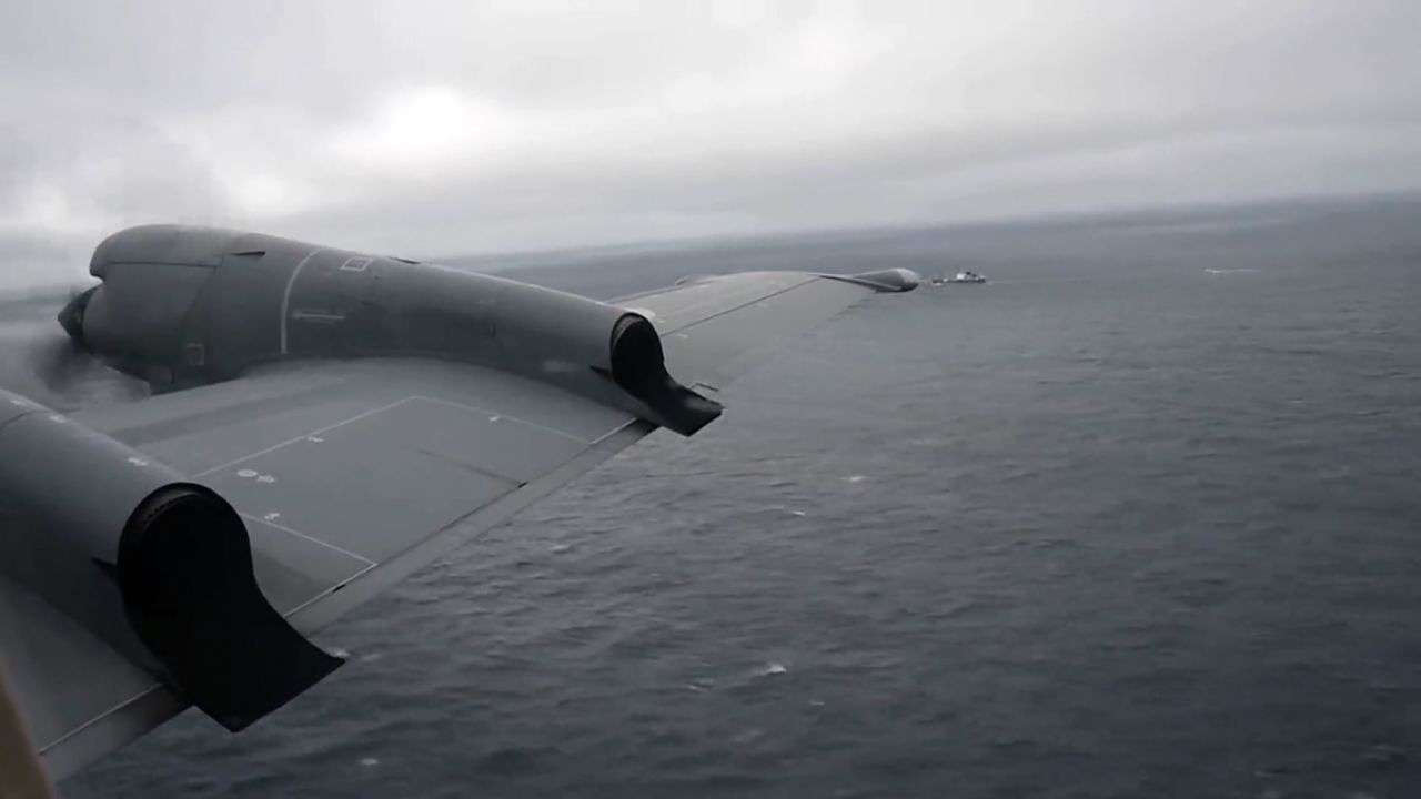 A screengrab from a Canadian Armed Forces Operations video released on Wednesday shows search efforts for the OceanGate Titan submersible.