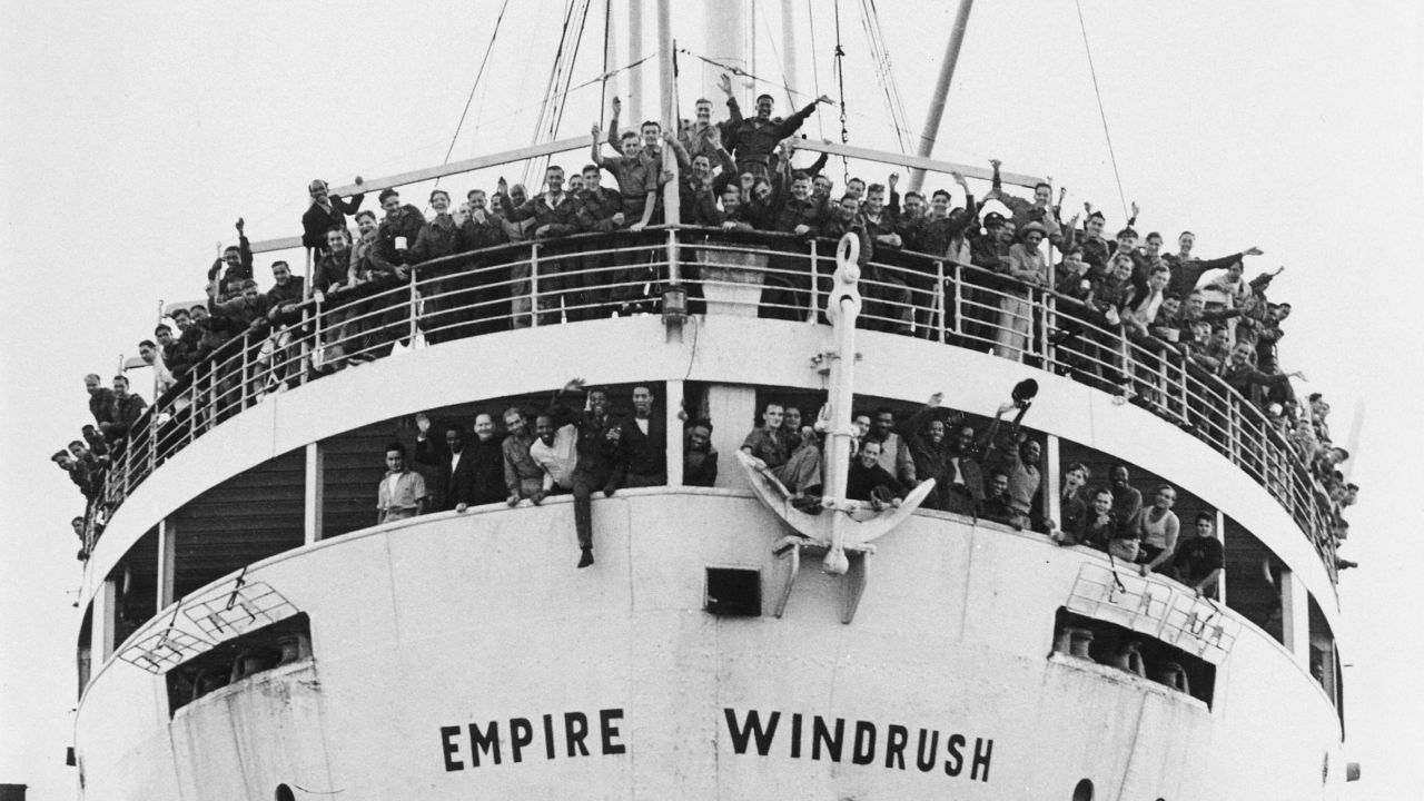 Jamaican immigrants arriving at Tilbury Docks in Essex, on 22 June 1948.