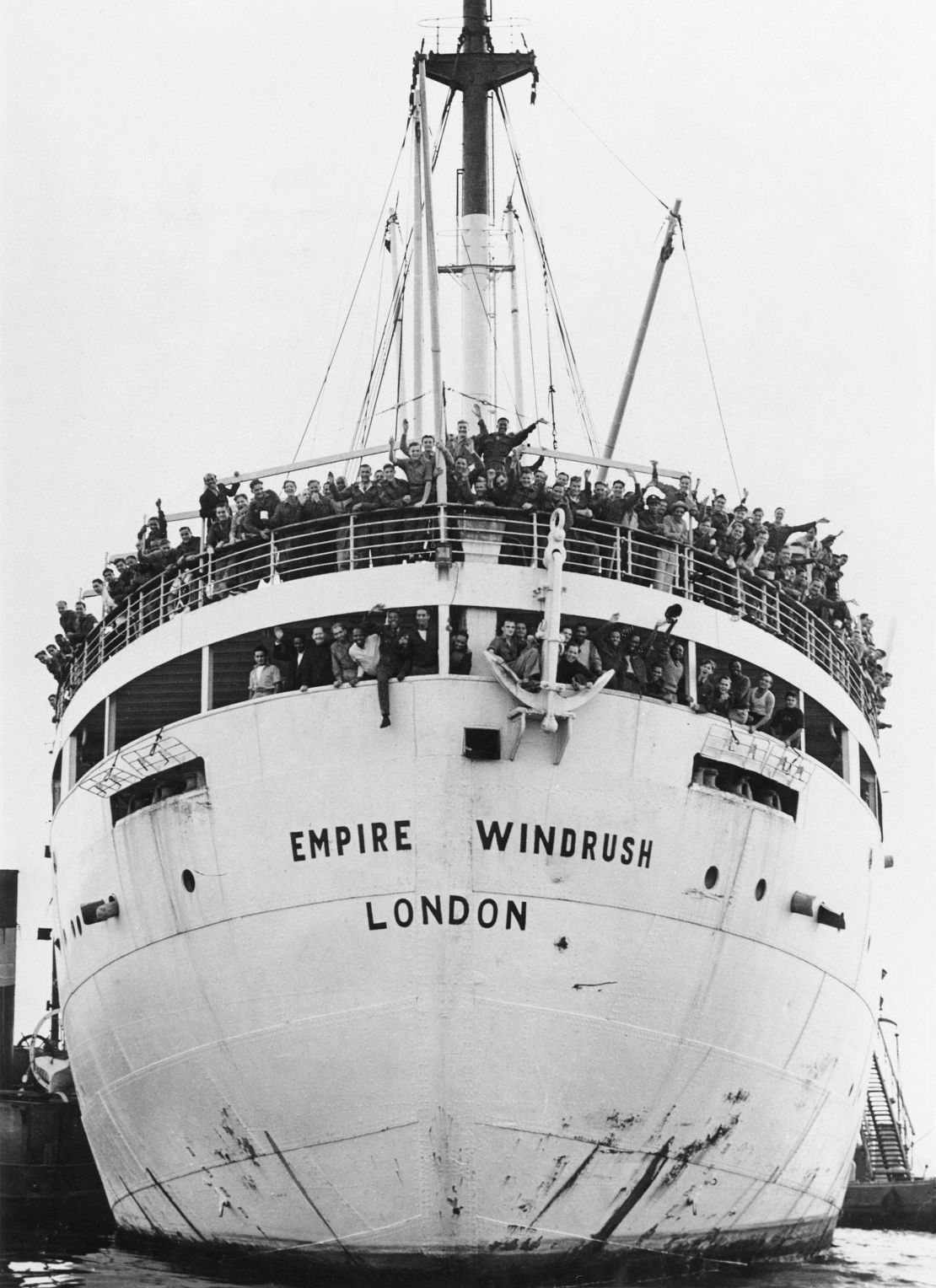 Jamaican immigrants arriving at Tilbury Docks in Essex, on 22 June 1948.
