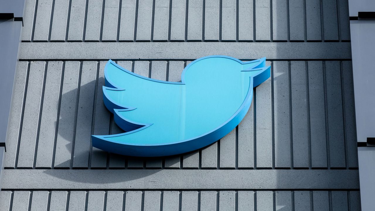 The Twitter logo is seen on a sign on the exterior of Twitter headquarters in San Francisco, California, on October 28, 2022. (Photo by Constanza HEVIA / AFP) (Photo by CONSTANZA HEVIA/AFP via Getty Images)