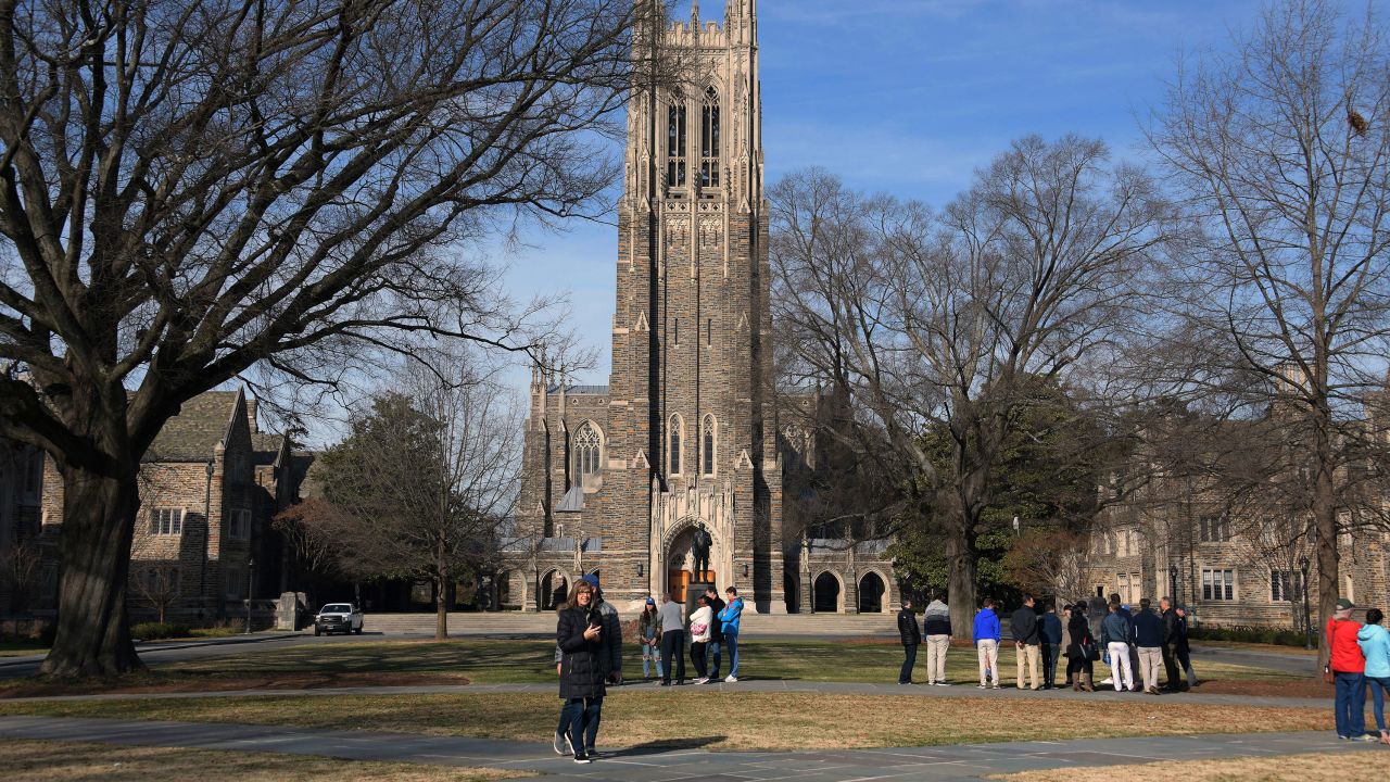 A general view of the Duke University Chapel is seen on January 27, 2018, in Durham, North Carolina.