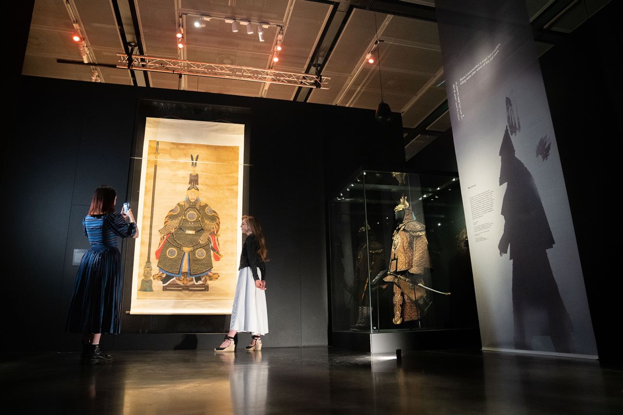 British Museum workers in the 'China's hidden century' exhibition, on May 18, 2023.