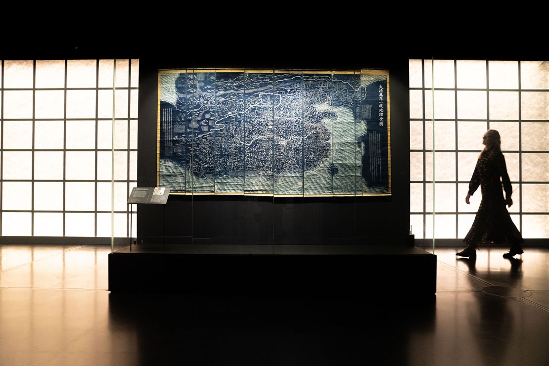 A depiction of the unified Qing empire in the British Museum's "China's hidden century" exhibition, seen on May 18, 2023.