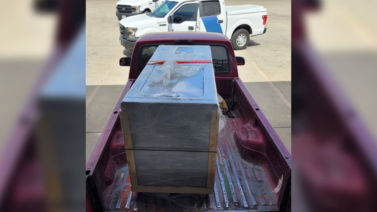 The cocaine was disovered in an ice cream maker on the bed of a pickup truck, according to CBP.
