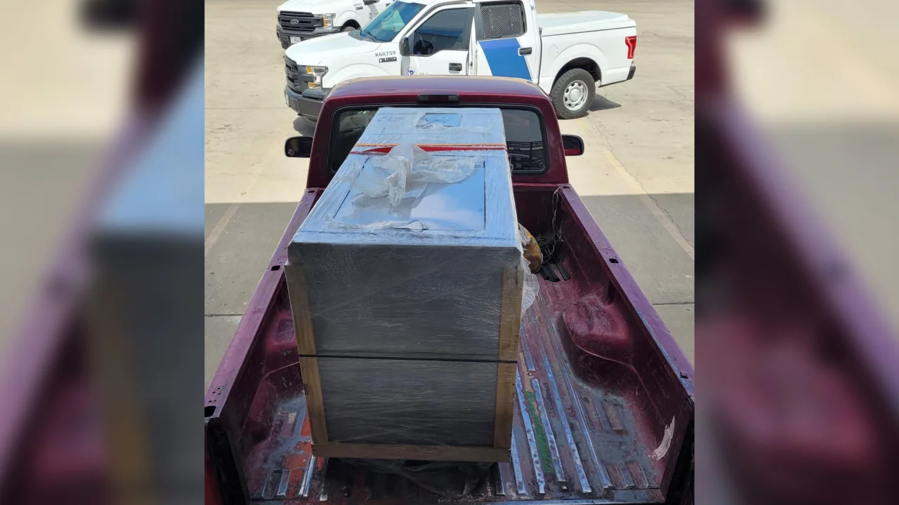 The cocaine was disovered in an ice cream maker on the bed of a pickup truck, according to CBP.

