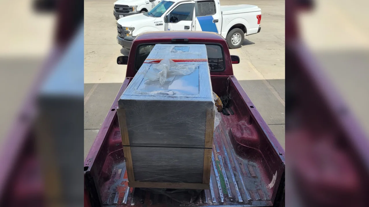 The cocaine was disovered in an ice cream maker on the bed of a pickup truck, according to CBP.