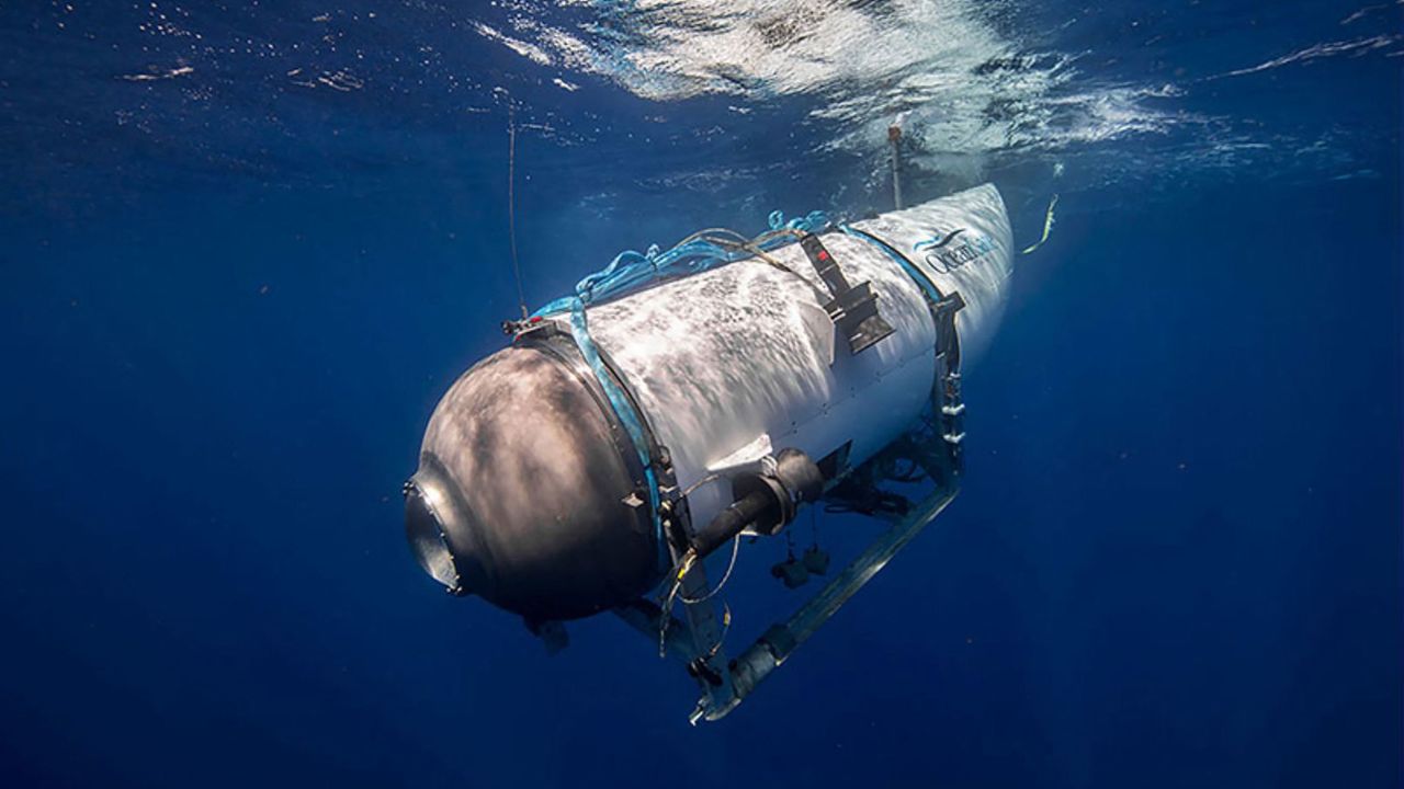 This undated image courtesy of OceanGate Expeditions, shows their Titan submersible beginning a descent. 