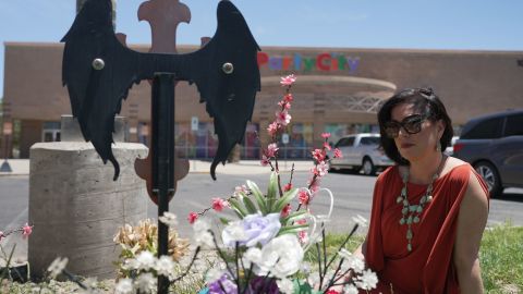 Vaness Salgado poses for a portrait at a memorial for her daughter.