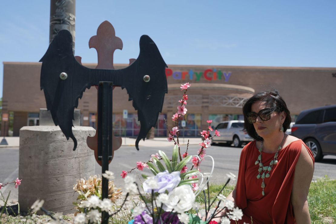 Vanessa Salgado poses for a portrait at a memorial for her daughter.