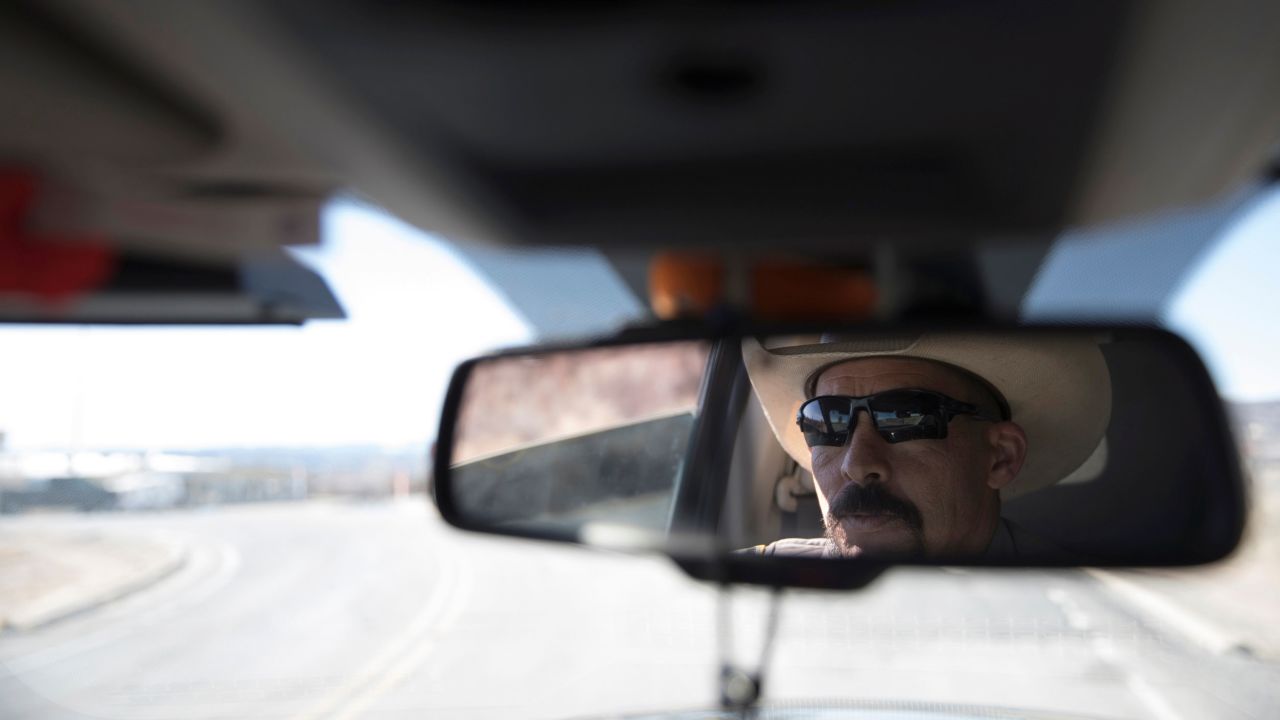 Then-Cibola County Sheriff Tony Mace drives in Grants, New Mexico, in February 2019.