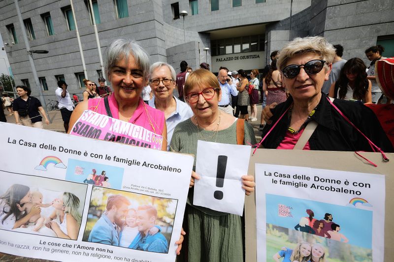 Italian women protest prosecutors call to erase lesbian mothers name from birth certificate
