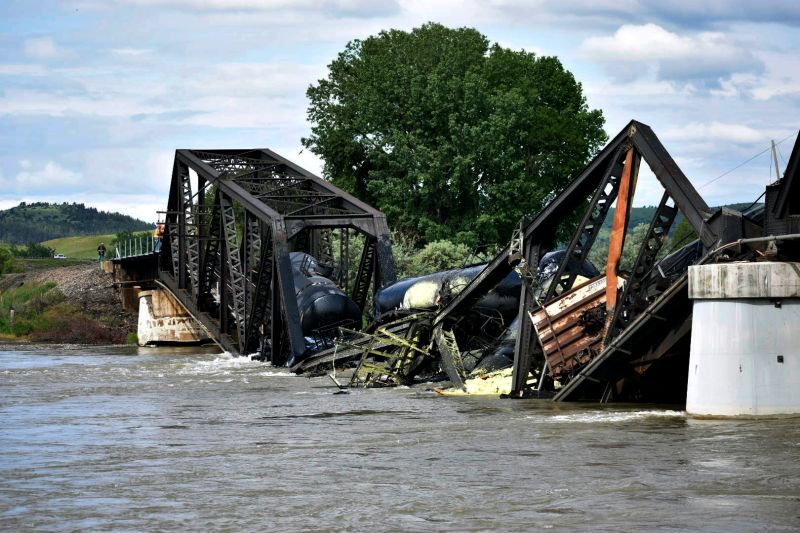 Train Derailment On Montana Bridge Sends Multiple Rail Cars Into The   230624123451 01 Montana Train Derailment Yellowstone River 0624 