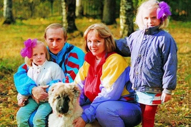 Putin poses for a picture with his wife, Lyudmila, and daughters, Yekaterina and Maria. The couple married in 1983 and divorced in 2014.