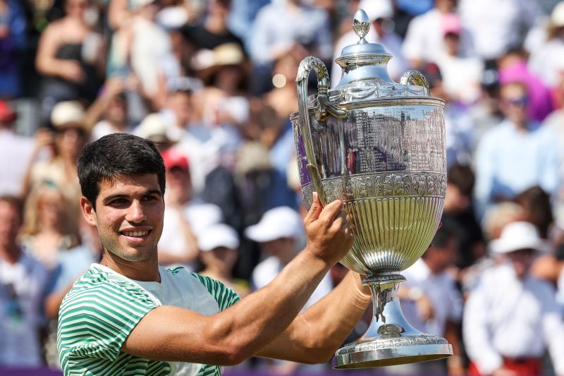 Queens Carlos Alcaraz wins first grass-court title, set to reclaim world No