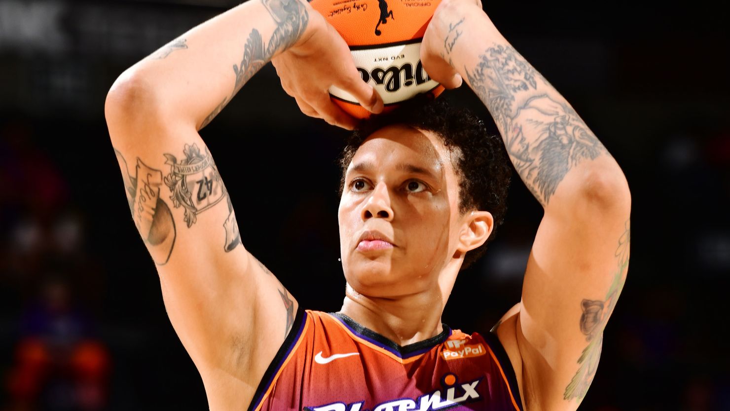 Griner shoots a free throw during a game against the Minnesota Lynx on May 25 in Phoenix, Arizona.