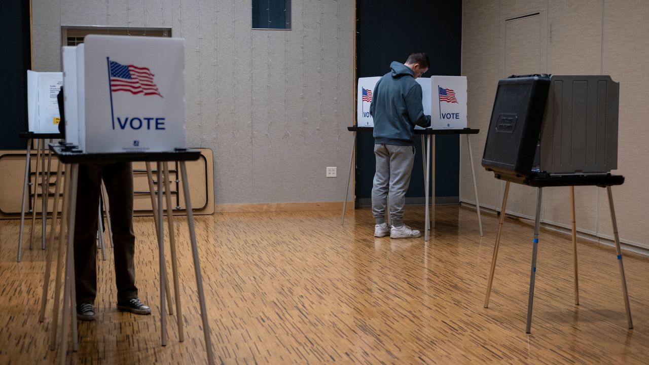 Voters cast their ballots at the Hillel Foundation in Madison, Wisconsin, on November 8, 2022.