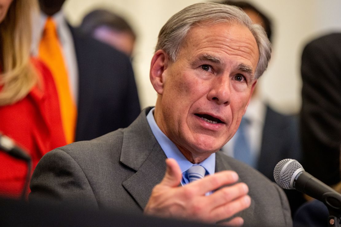 Texas Gov. Greg Abbott speaks at a news conference in Austin on March 15, 2023.