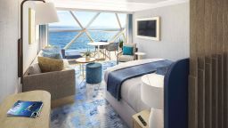 The Panoramic Ocean View suites and rooms on Icon of the Seas are among the best seats in the house. Vacationers can unwind at their home away from home with stunning perspectives of the sea, sky and destinations, thanks to wall-to-wall and floor-to-ceiling windows.