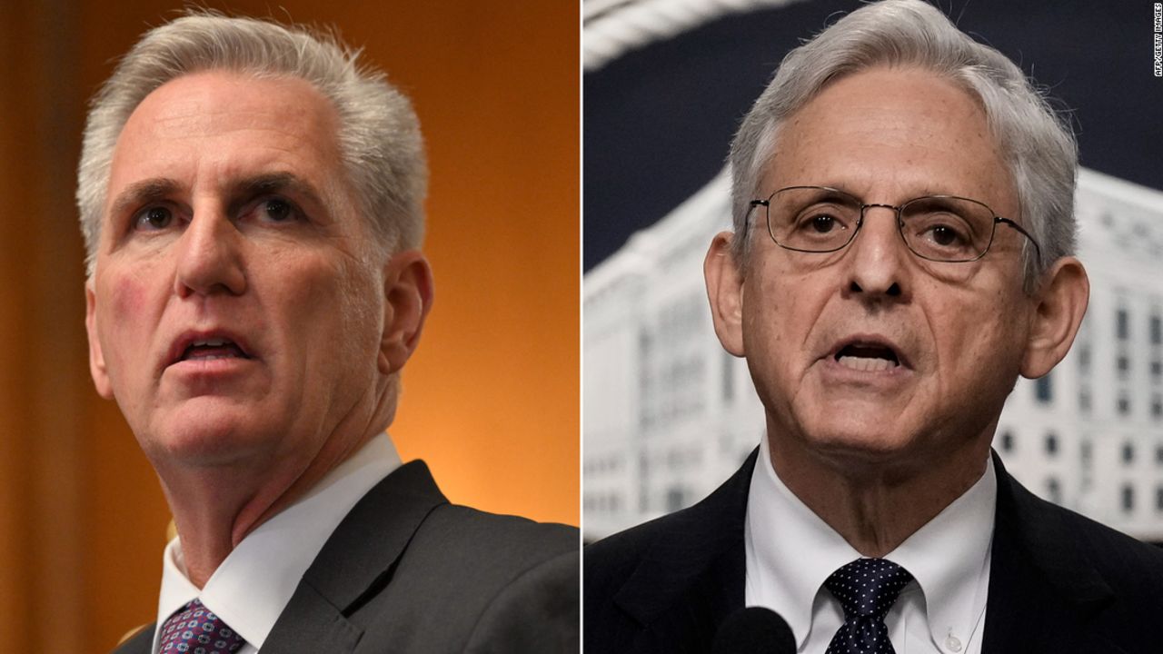Kevin McCarthy, left, and Merrick Garland, right
