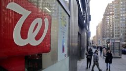 People make their way near a Walgreens pharmacy on March 09, 2023 in New York City. 