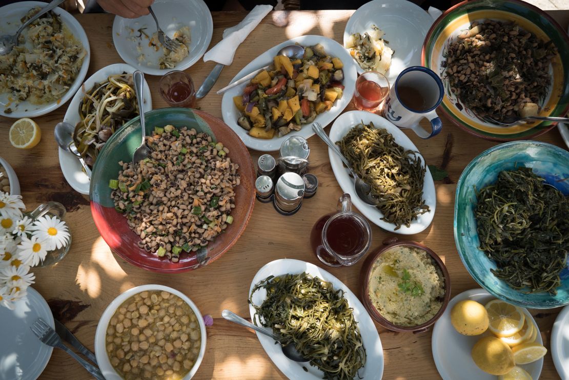 In Greece, tables are loaded with all sorts of legumes, including black-eyed peas, garbanzos and lentils, which make a traditional Greek soup called "fakes."