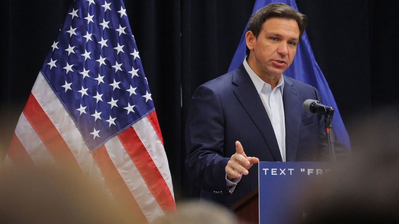 Republican presidential candidate and Florida Governor Ron DeSantis speaks at a campaign event in Rochester, New Hampshire, U.S., June 1, 2023.  