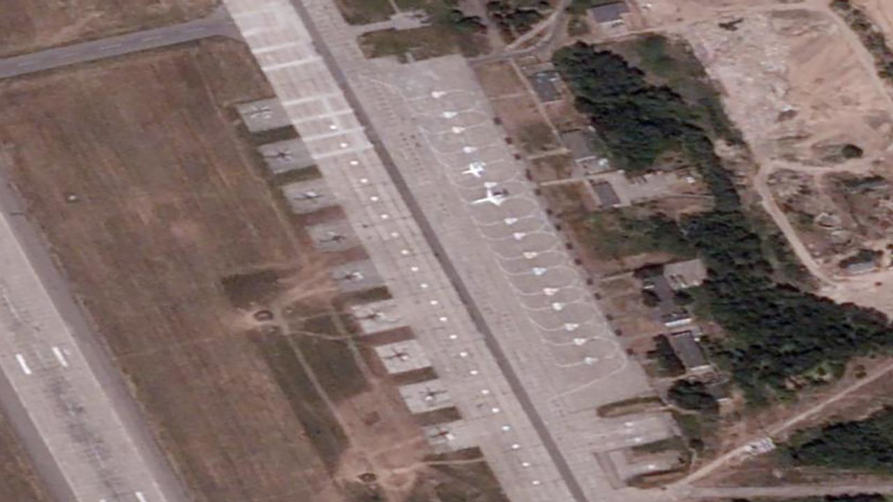 Two planes linked to Wagner CEO Yevgeny Prigozhin landed at a Belarusian airbase outside of Minsk on Tuesday morning, according to a satellite image from BlackSky.