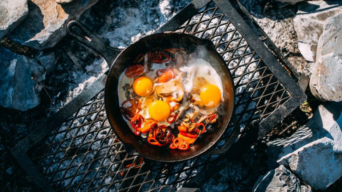 Open Fire Cooking Techniques with Iron Skillet~~ Breakfast 