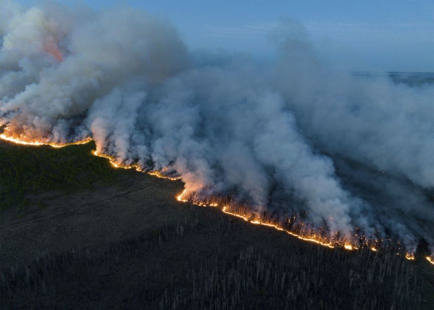 Wildfires burn in British Columbia in this aerial photo released by the BC Wildfire Service on June 9.