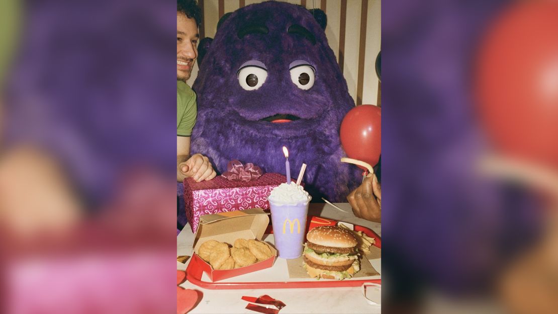 A photo from McDonald's Instagram ad campaign for "Grimace's birthday." 