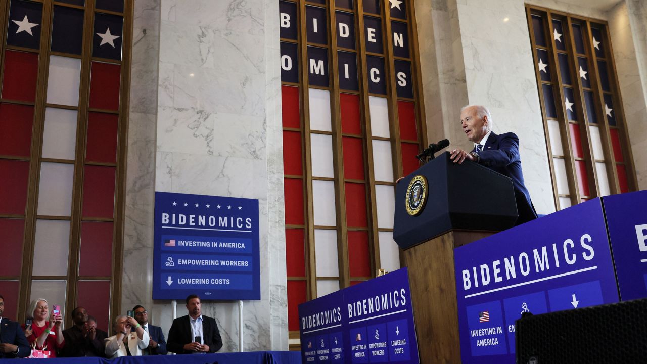 President Joe Biden delivers an economic policy speech at The Old Post Office in Chicago, Illinois, on June 28.