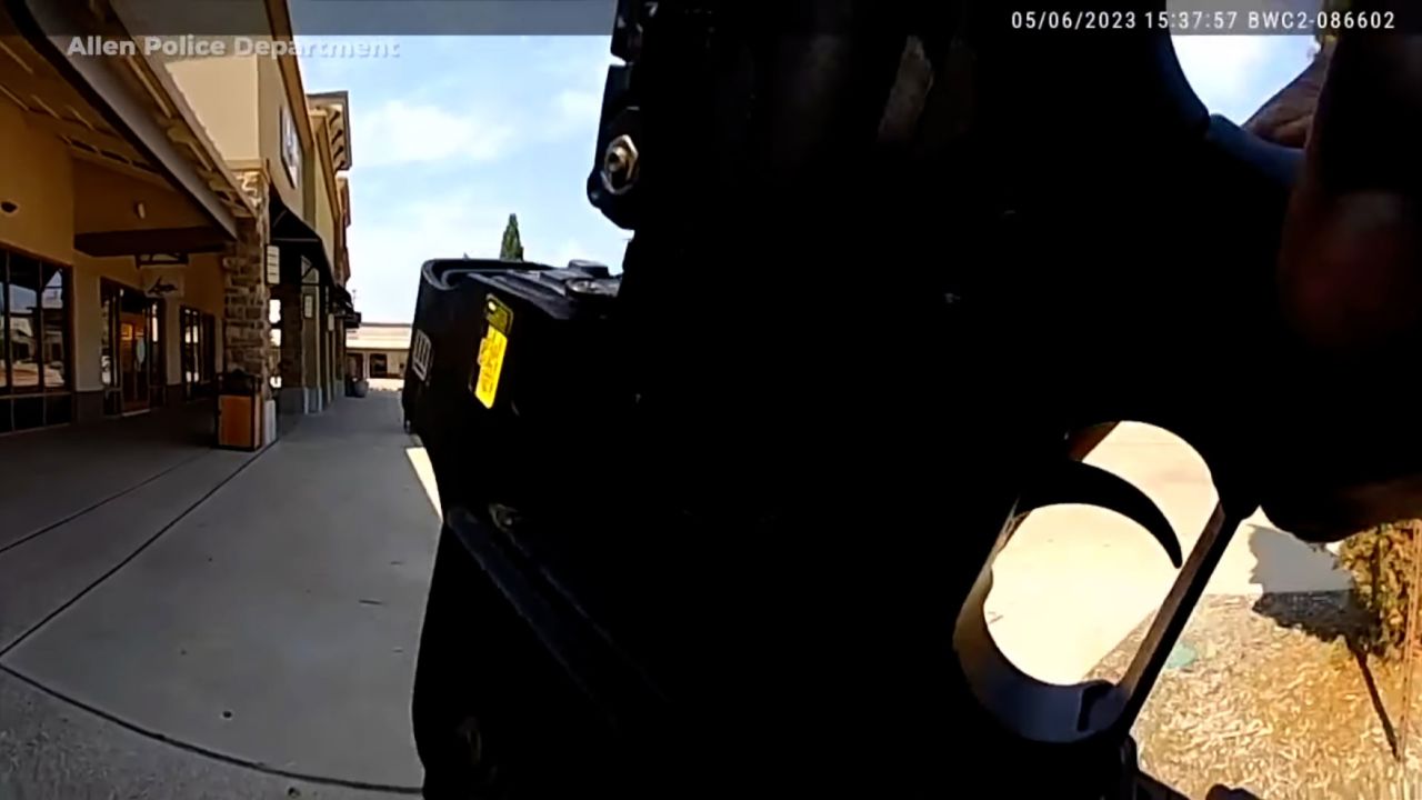 A still from police bodycam at the Allen Premium Outlets shooting.