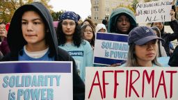 A demonstration for affirmative action outside the Supreme Court, which was hearing oral arguments in a case that could determine if schools can continue to consider race as a factor in admissions decisions, in Washington, Oct. 31, 2022.